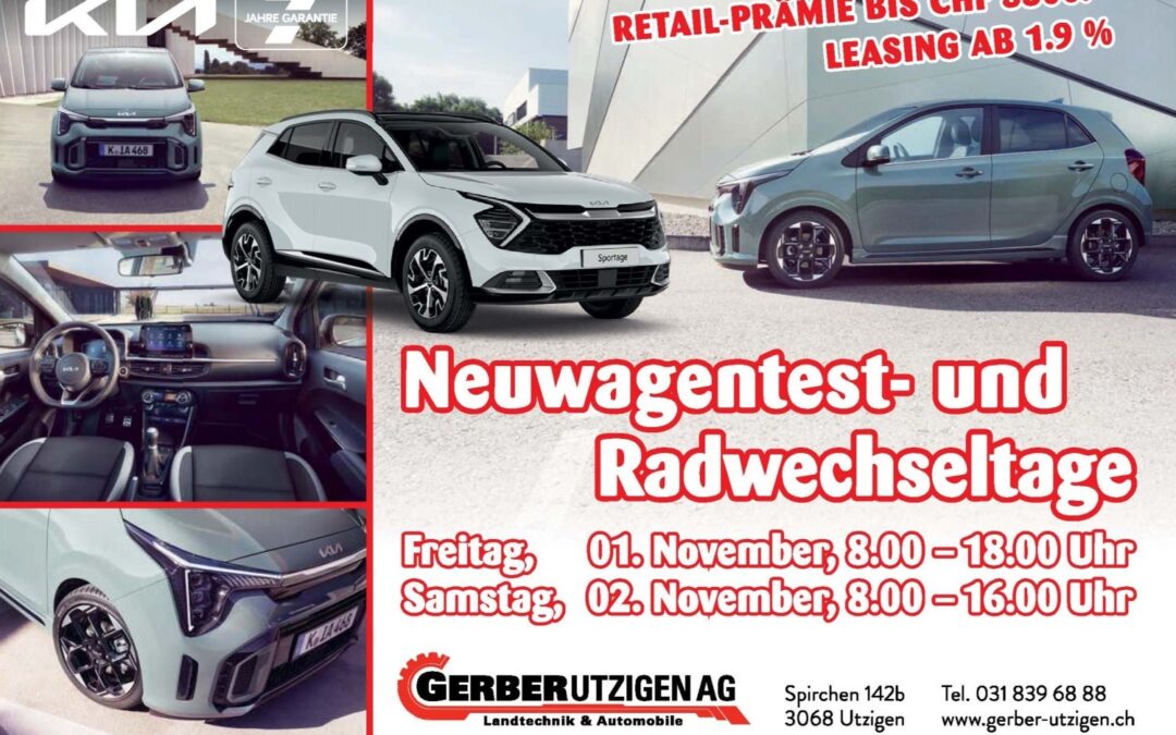 Neuwagen- und Radwechseltage 1. & 2. November 2024